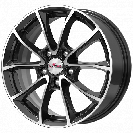 iFree Джет 6.5x16/5x112 D57.1 ET50 Чёрный глянцевый с полированной лицевой частью