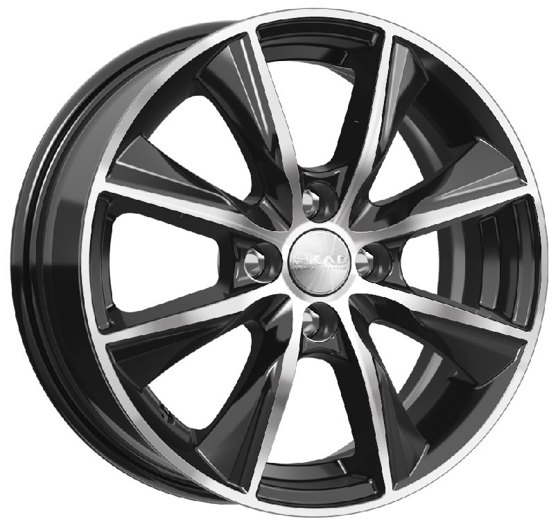 Скад Порту 6x15/4x100 D60.1 ET50 Чёрный глянцевый с полированной лицевой частью