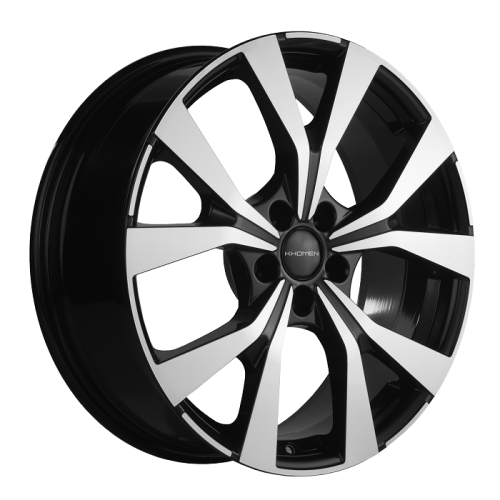 Колесный диск Khomen Wheels KHW1906 7x19/5x114.3 D64.1 ET40 Чёрный глянцевый с полированной лицевой частью купить в Самаре фото №1