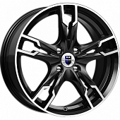 K&K Солар 7x17/5x105 D56.6 ET40 Черный глянцевый с полированными элементами лицевой поверхности