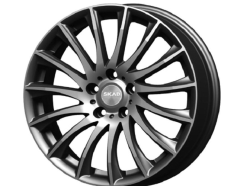 Колесный диск Скад Валенсия 7x18/5x112 D66.6 ET43 Чёрный глянцевый с полированной лицевой частью купить в Самаре фото №1